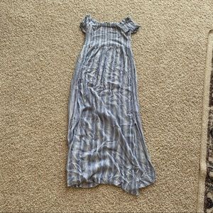 Off The Shoulder White And Blue Aeropostale Maxi Dress